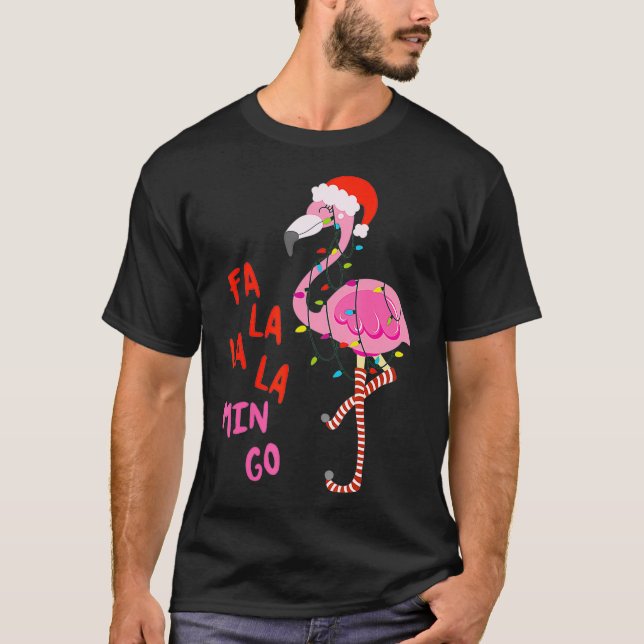 Camiseta Fa La La Mingo Flamingo Para Navidades Regalo De N (Anverso)