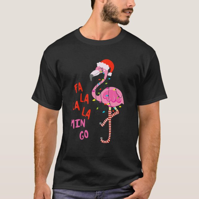 Camiseta Fa La La Mingo Flamingo Para Navidades Xmas (Anverso)