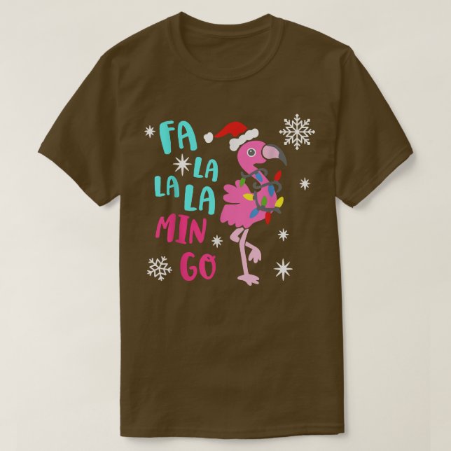 Camiseta Fa La La mingo Flamingo Para Navidades Xmas Paja (Diseño del anverso)