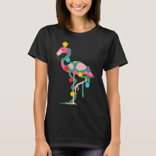 Camiseta Fa La La Mingo Flamingo rosa Árbol de Navidad Luce