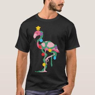 Camiseta Fa La La Mingo Flamingo rosa Árbol de Navidad Luce