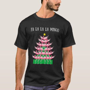 Camiseta Fa La La Mingo Flamingo rosa Árbol de Navidad Luce