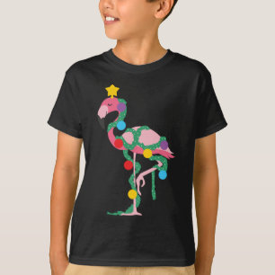 Camiseta Fa La La Mingo Flamingo rosa Árbol de Navidad Luce