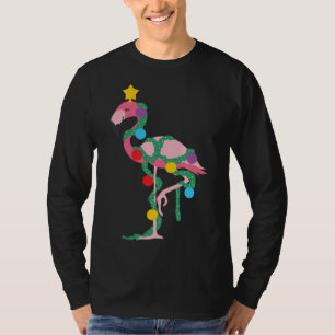 Camiseta Fa La La Mingo Flamingo rosa Árbol de Navidad Luce