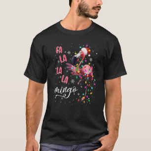 Camiseta Fa la la Mingo Flamingo Rosa Lindo Sombrero de San