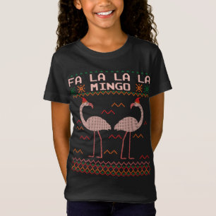Camiseta Fa La La Mingo Flamingo Santa Pink Ugly Christine