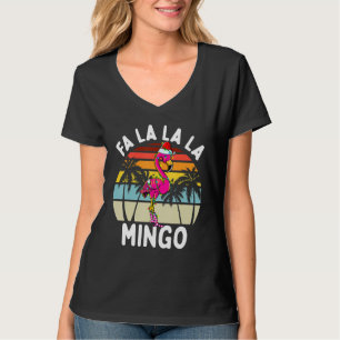 Camiseta Fa La La Mingo Navidades Flamingo Palm Tree Tro