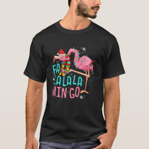 Camiseta Fa La La Mingo Navidades Tropicales Flamingo Rosad
