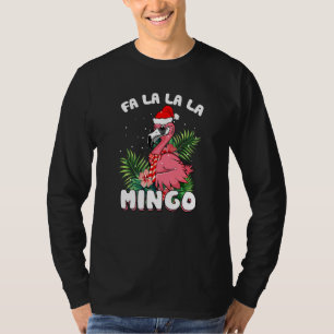 Camiseta Fa La La Mingo Santa Flamingos Para Navidades