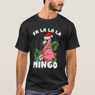 Camiseta Fa La La Mingo Santa Flamingos Para Navidades