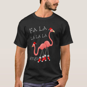 Camiseta Fa La La Pink Flamingo Navidades Santa Hat Merry