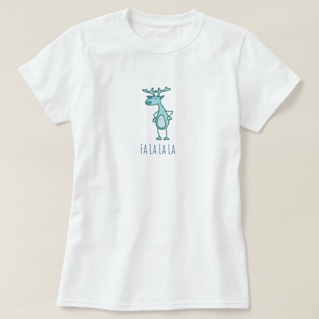 Camiseta Fa La La Reindeer Basic TShirt (Diseño del anverso)