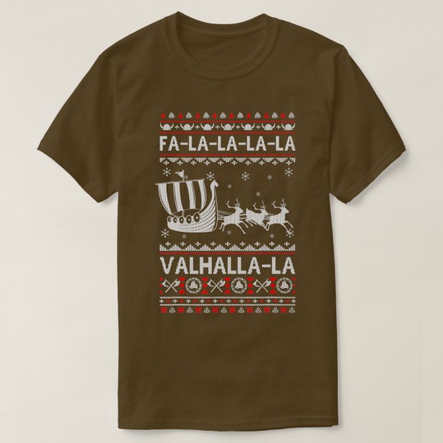 Camiseta Fa La La Valhalla Viking Ship feos Navidades Navid (Diseño del anverso)