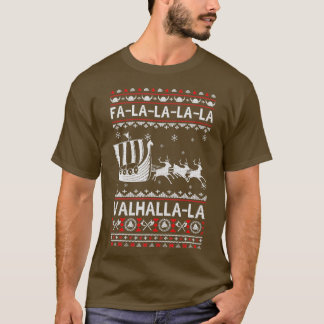 Camiseta Fa La La Valhalla Viking Ship feos Navidades Navid