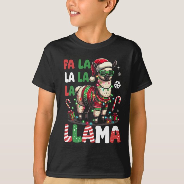 Camiseta Fa La Llama Es Graciosa Llama Navidades De Animale (Anverso)