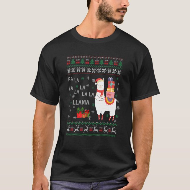 Camiseta Fa La Llama Feliz Navidad Lllama Men K (Anverso)