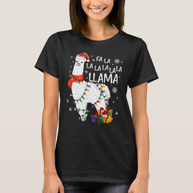 Camiseta Fa La Llama Funny Navidades Camisas Navidades (Anverso)