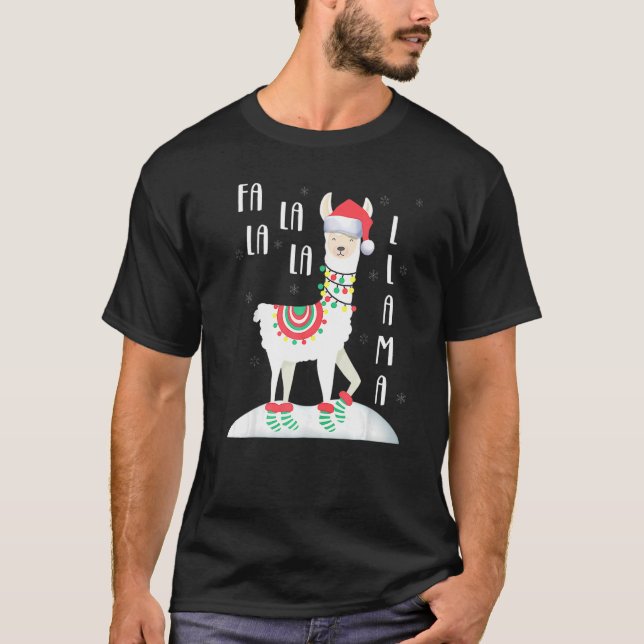 Camiseta Fa La Llama Santa Navidades navideñas divertidas (Anverso)