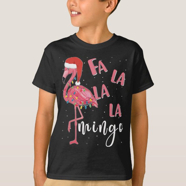 Camiseta Fa La Mingo Cute Flamingo Navidades Fla (Anverso)