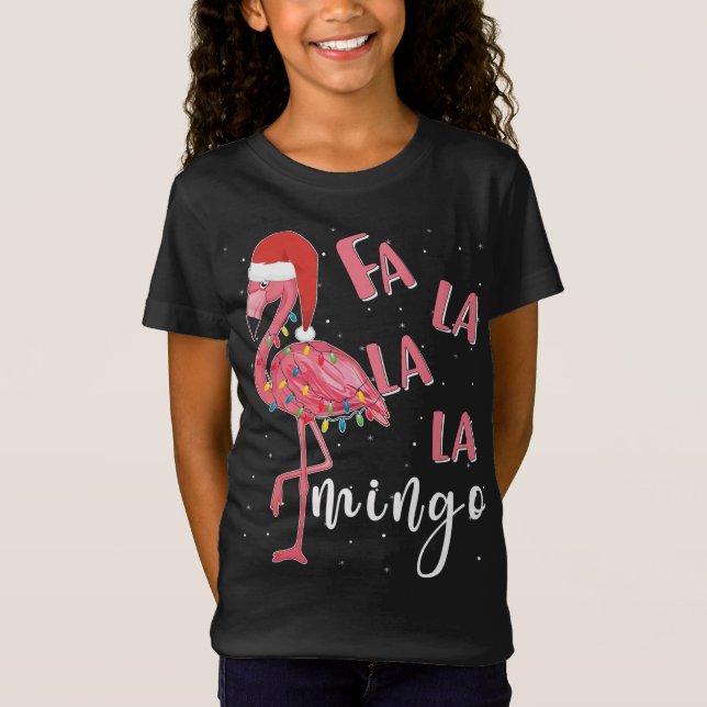 Camiseta Fa La Mingo Cute Flamingo Navidades Fla (Anverso)
