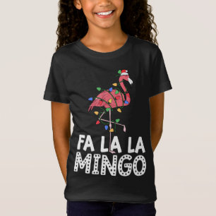 Camiseta Fa La Mingo Flamingo Árbol de Navidad enciende tro