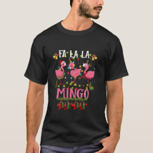 Camiseta Fa La Mingo Flamingo Árbol de Navidad enciende tro