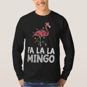 Camiseta Fa La Mingo Flamingo Árbol de Navidad enciende tro