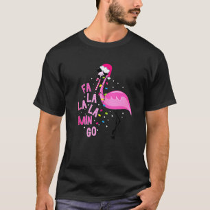 Camiseta Fa La Mingo Flamingo Árbol de Navidad enciende tro