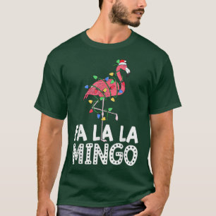 Camiseta Fa La Mingo Flamingo Árbol de Navidad enciende tro