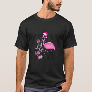 Camiseta Fa La Mingo Flamingo Árbol de Navidad enciende tro