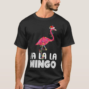 Camiseta Fa La Mingo Flamingo Árbol de Navidad enciende tro