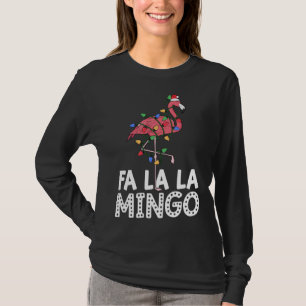 Camiseta Fa La Mingo Flamingo Árbol de Navidad enciende tro