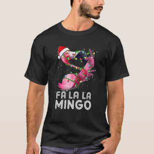 Camiseta Fa La Mingo Flamingo Árbol de Navidad enciende tro