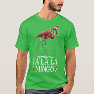 Camiseta Fa La Mingo Flamingo Árbol de Navidad enciende tro