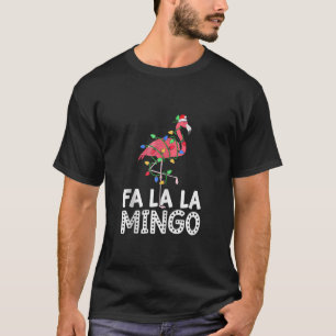 Camiseta Fa La Mingo Flamingo Árbol de Navidad enciende tro
