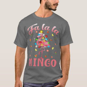 Camiseta Fa La Mingo Flamingo Árbol de Navidad enciende tro