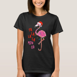 Camiseta Fa La Mingo Flamingo Árbol de Navidad enciende tro