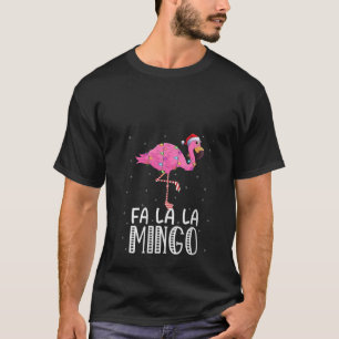 Camiseta Fa La Mingo Flamingo Xmas Tree alumbra Tropical