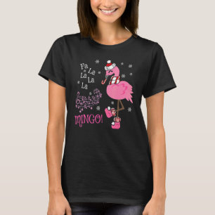 Camiseta Fa La Mingo Navidades Flamingo Santa Candy Cane