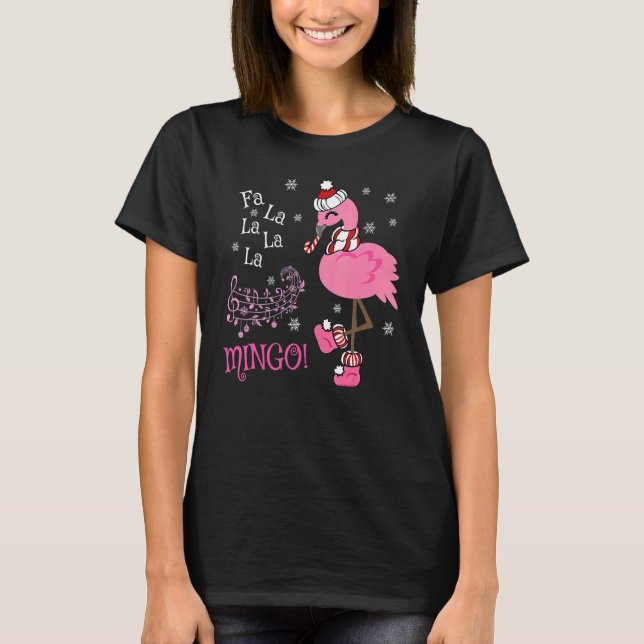 Camiseta Fa La Mingo Navidades Flamingo Santa Candy Cane (Anverso)