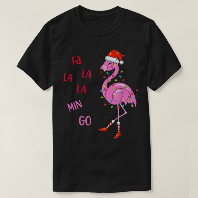 Camiseta Fa La Mingo Navidades Flamingo Tree Lights Sant'S (Diseño del anverso)