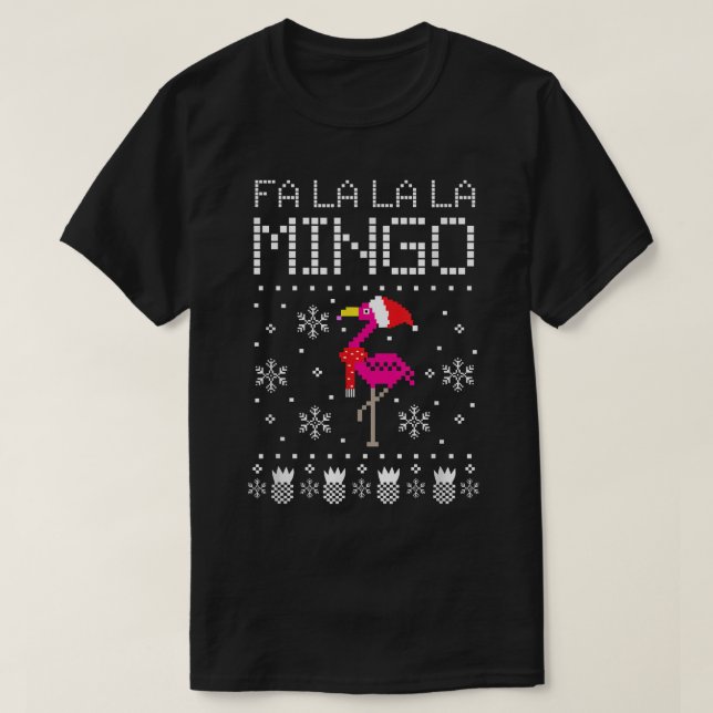 Camiseta Fa La Mingo Navidades Pineapple Flamingo  (Diseño del anverso)