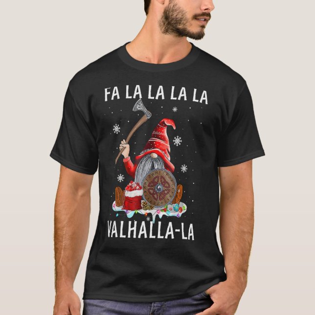 Camiseta Fa La Valhalla Xmas Gnome Barba Viking (Anverso)