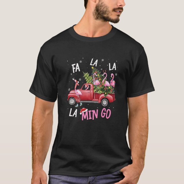 Camiseta Fa Lalala Min Go Flamingo Para Navidad (Anverso)