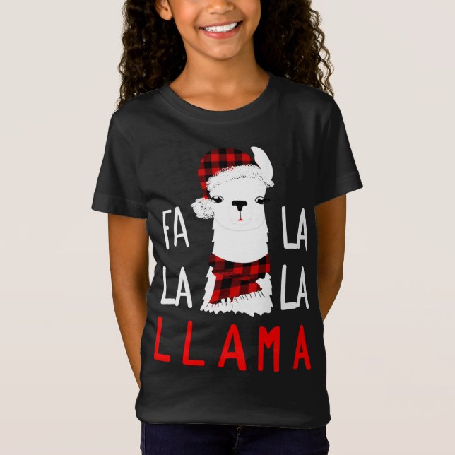 Camiseta Fa Lalalaaaa Llama Usando Buffalo Scarf Chr (Anverso)