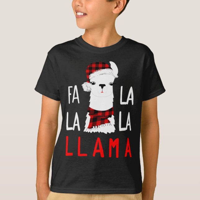 Camiseta Fa Lalalaaaa Llama Usando Buffalo Scarf Chr (Anverso)