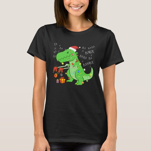 Camiseta Fa Ra Ra Rawr Navidades Dinosaurios Con Gorra De N (Anverso)