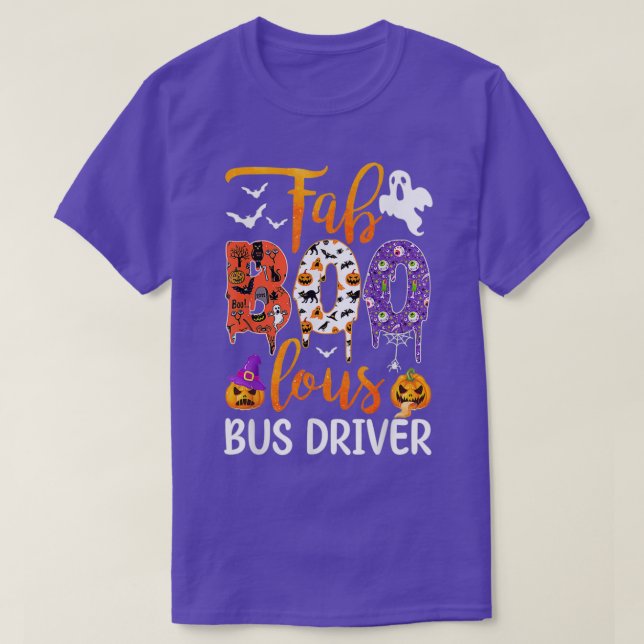 Camiseta Fab Boo Lous Bus Driver Ghost Pumpkin Halloween Bu (Diseño del anverso)