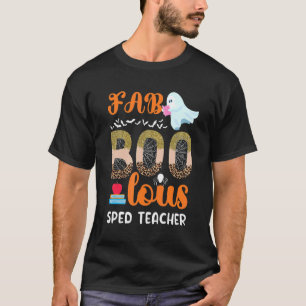 Camiseta Fab Boo Lous Sped Teacher Leopard Spooky