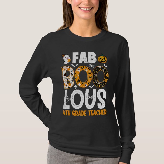 Camiseta Faboolous 4th Grade Teacher Spooky Teacher Hallowe (Anverso)